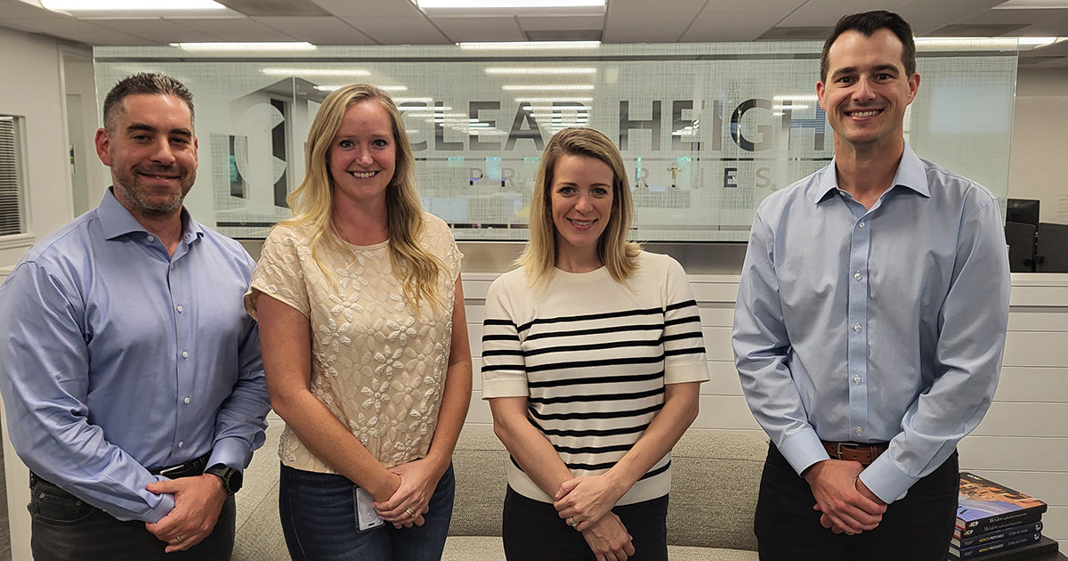 robin stolberg, lauren posey, madison forster, and kevin bufalino, employees of clear height properties recently promoted